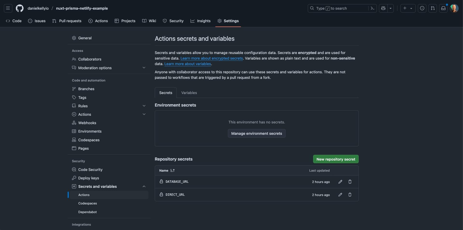 Add secrets to GitHub Actions
