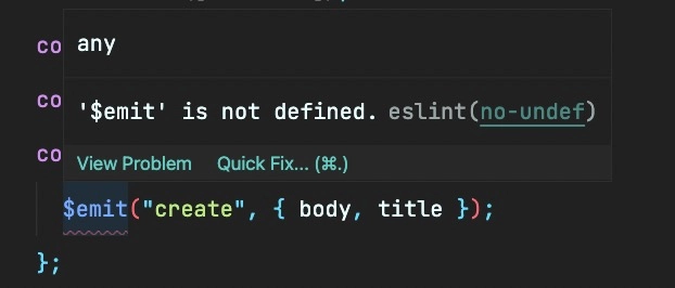 ESLint gives hint that $emit is undefined